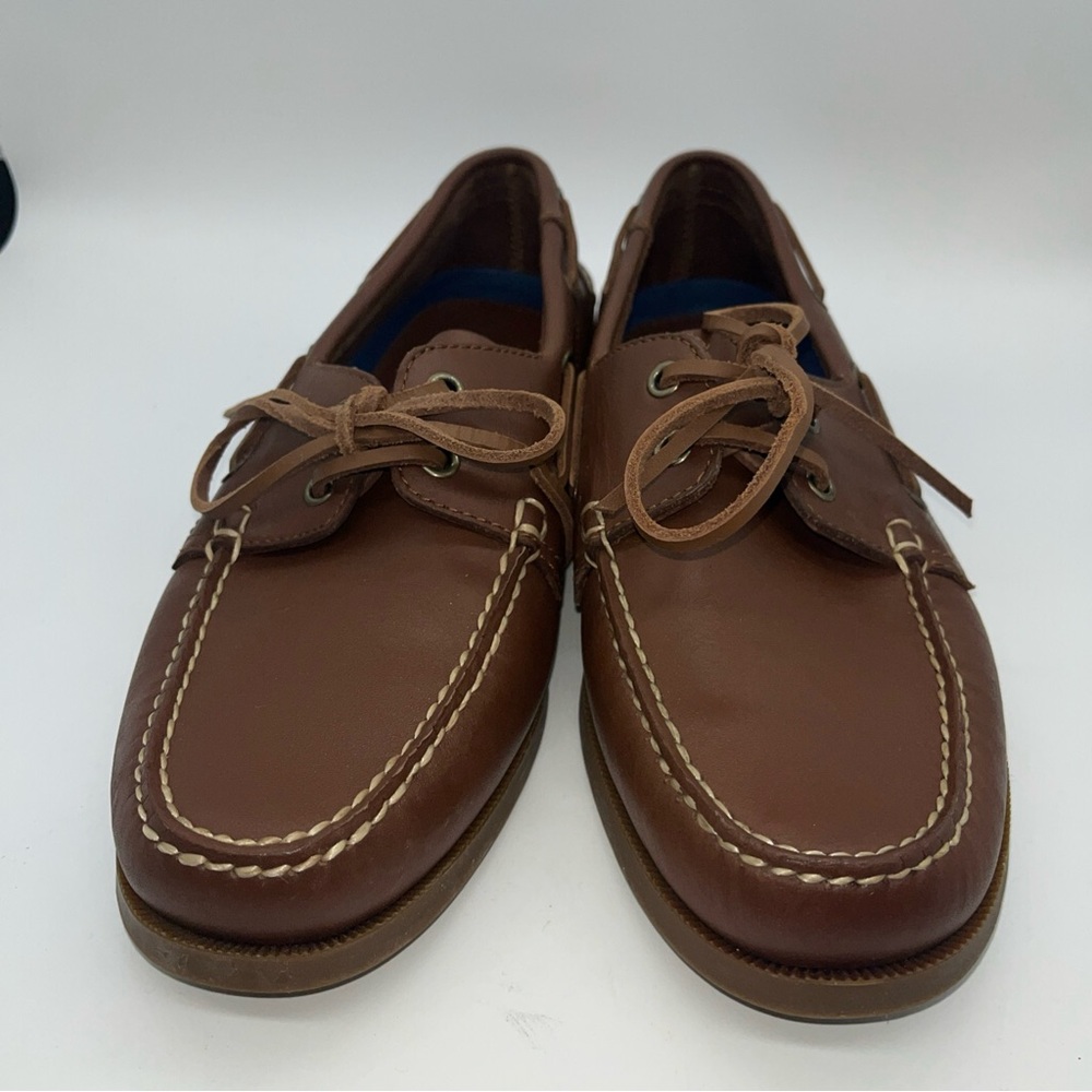 Lands End Brown Leather Loafers Driving Shoes Size 10 D. - Picture 2 of 10